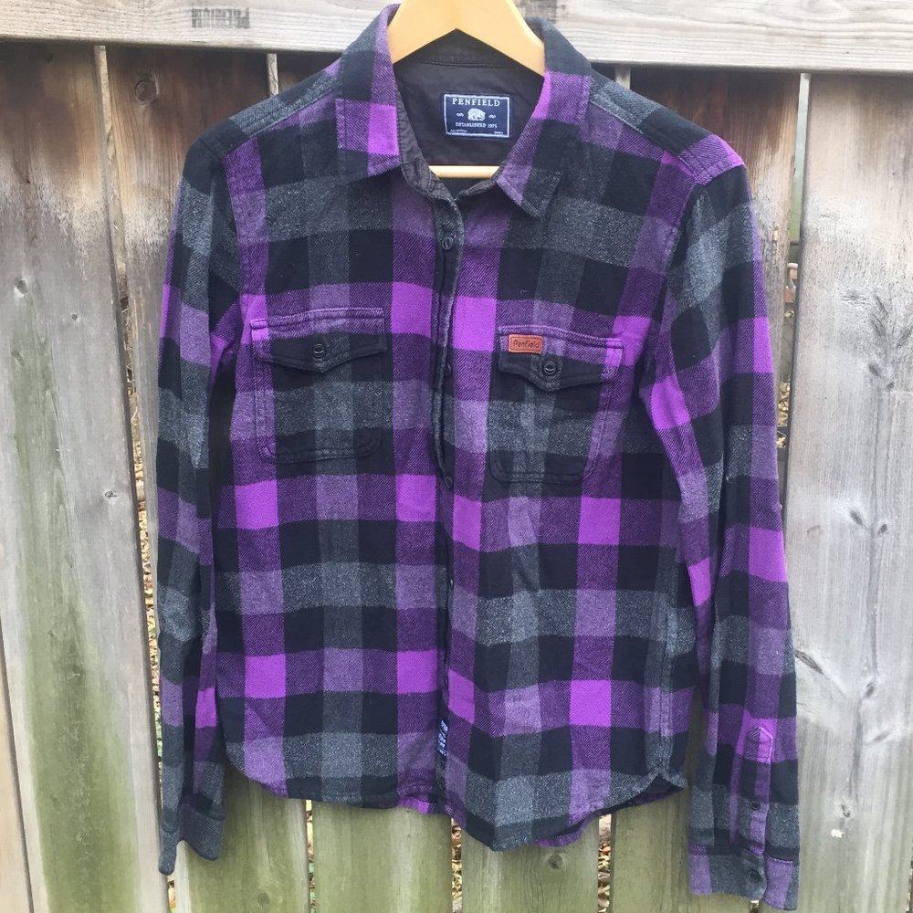 Women's Purple and Black Plaid Shirt